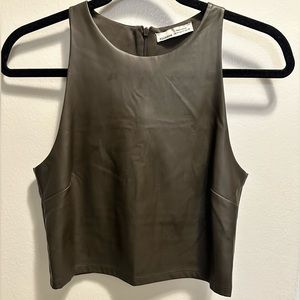 Faux leather crop top - Forrest green